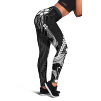 Black Aloha Hawaii Leggings Polynesian Shark Tattoo With Plumeria LT14 - Polynesian Pride