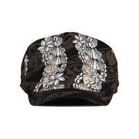 Black and Beige Hawaii Shell Lei Jeff Hat Hawaiian Sunrise Shell Hebrew Cone Plumeria LT14 Black - Polynesian Pride
