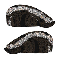 Black and Beige Hawaii Shell Lei Jeff Hat Hawaiian Sunrise Shell Hebrew Cone Plumeria LT14 - Polynesian Pride