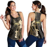 Black and Gold Hawaii Women Racerback Tank Hammerhead Shark Tattoo Curve Polynesian - Polynesian Pride