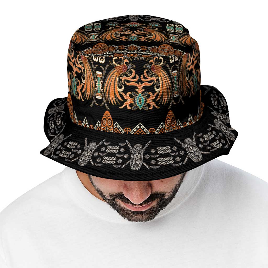 Black Batik Papua-inspired Pattern Bucket Hat - Polynesian Pride