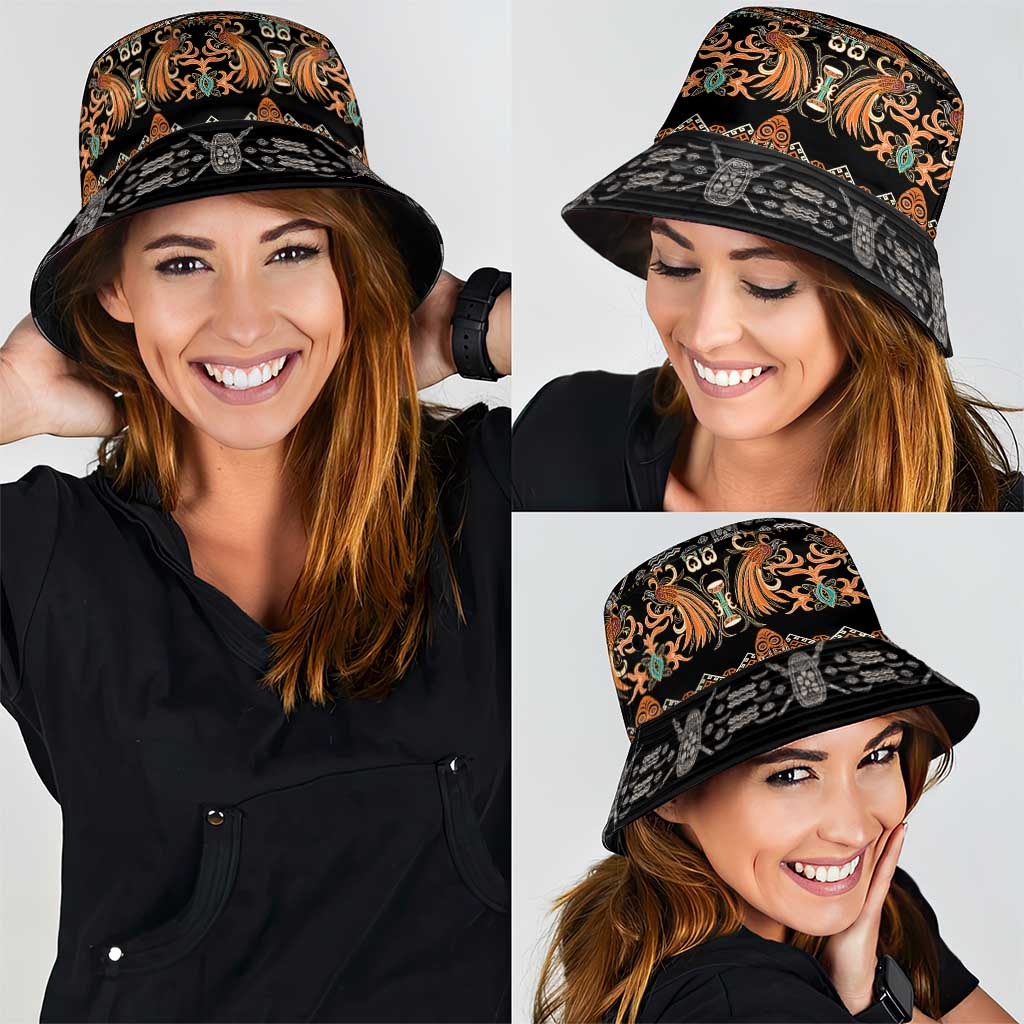 Black Batik Papua-inspired Pattern Bucket Hat - Polynesian Pride