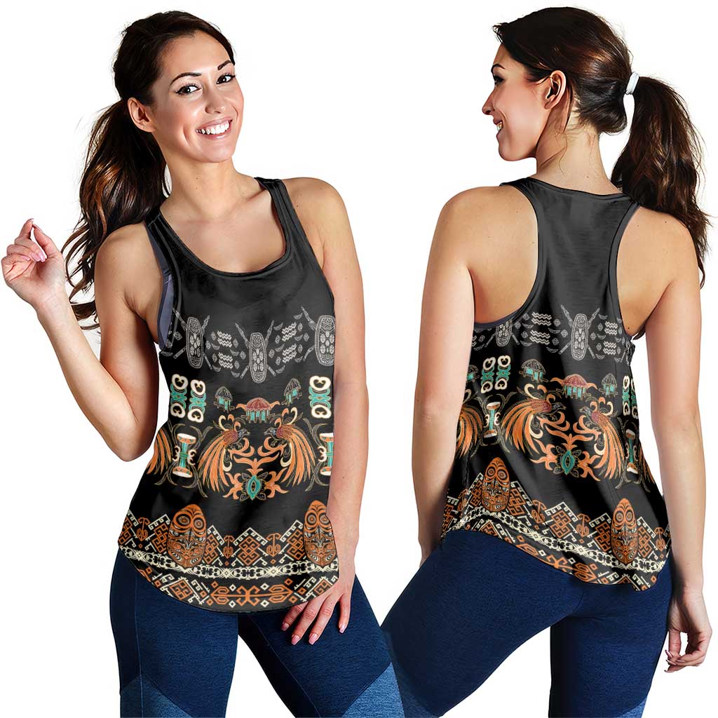 Black Batik Papua-inspired Pattern Women Racerback Tank - Polynesian Pride