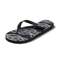 Black Hawaii Palaka Honohono Pikake Flip Flops Hawaiian Orchid Lei Polynesian Pattern LT14 - Polynesian Pride