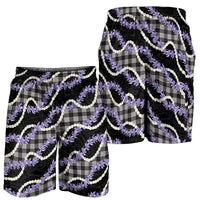 Black Hawaii Palaka Honohono Pikake Shorts for Men Hawaiian Orchid Lei Polynesian Pattern - Polynesian Pride
