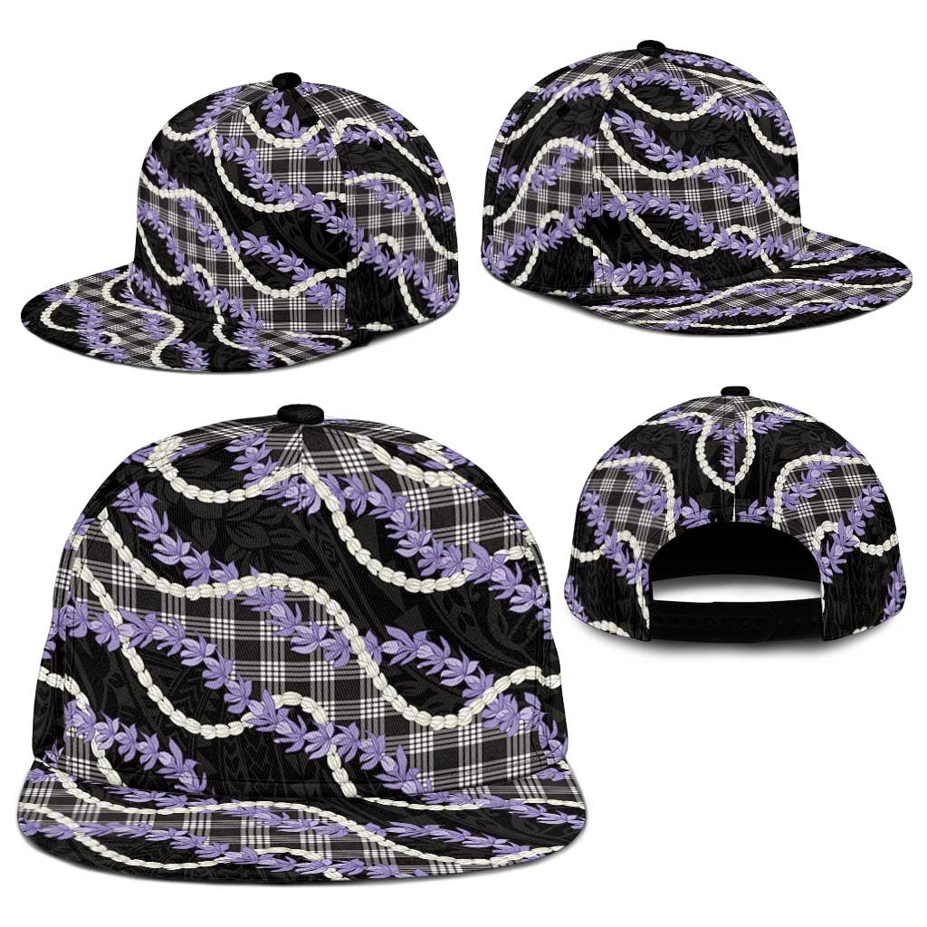 Black Hawaii Palaka Honohono Pikake Snapback Cap Hawaiian Orchid Lei Polynesian Pattern - Polynesian Pride