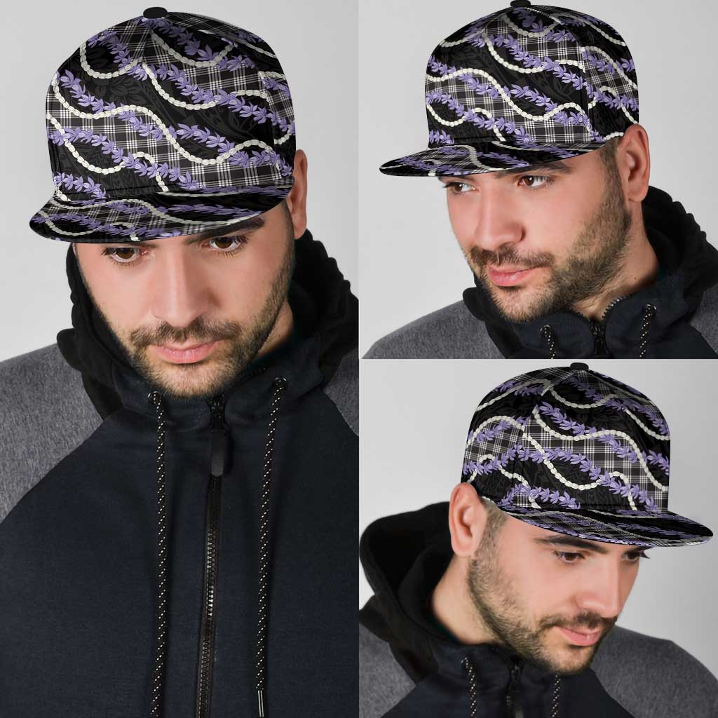 Black Hawaii Palaka Honohono Pikake Snapback Cap Hawaiian Orchid Lei Polynesian Pattern - Polynesian Pride