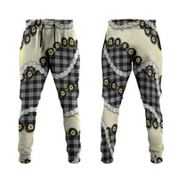 Black Palaka Hawaii Jogger Pants Kukui Nut Pikake Lei Hawaiian Tapa Pattern - Polynesian Pride