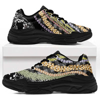 Black Palaka Hawaii Leis Chunky Sneakers Hawaiian-plaid Elegant Tropical Vibes LT14 Black - Polynesian Pride