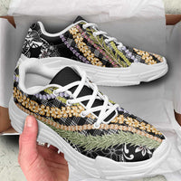 Black Palaka Hawaii Leis Chunky Sneakers Hawaiian-plaid Elegant Tropical Vibes LT14 - Polynesian Pride