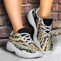 Black Palaka Hawaii Leis Chunky Sneakers Hawaiian-plaid Elegant Tropical Vibes LT14 - Polynesian Pride