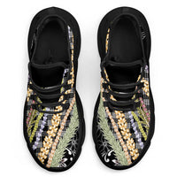 Black Palaka Hawaii Leis Clunky Sneakers Hawaiian-plaid Elegant Tropical Vibes LT14 - Polynesian Pride