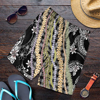 Black Palaka Hawaii Leis Shorts for Men Hawaiian-plaid Elegant Tropical Vibes LT14 Black - Polynesian Pride