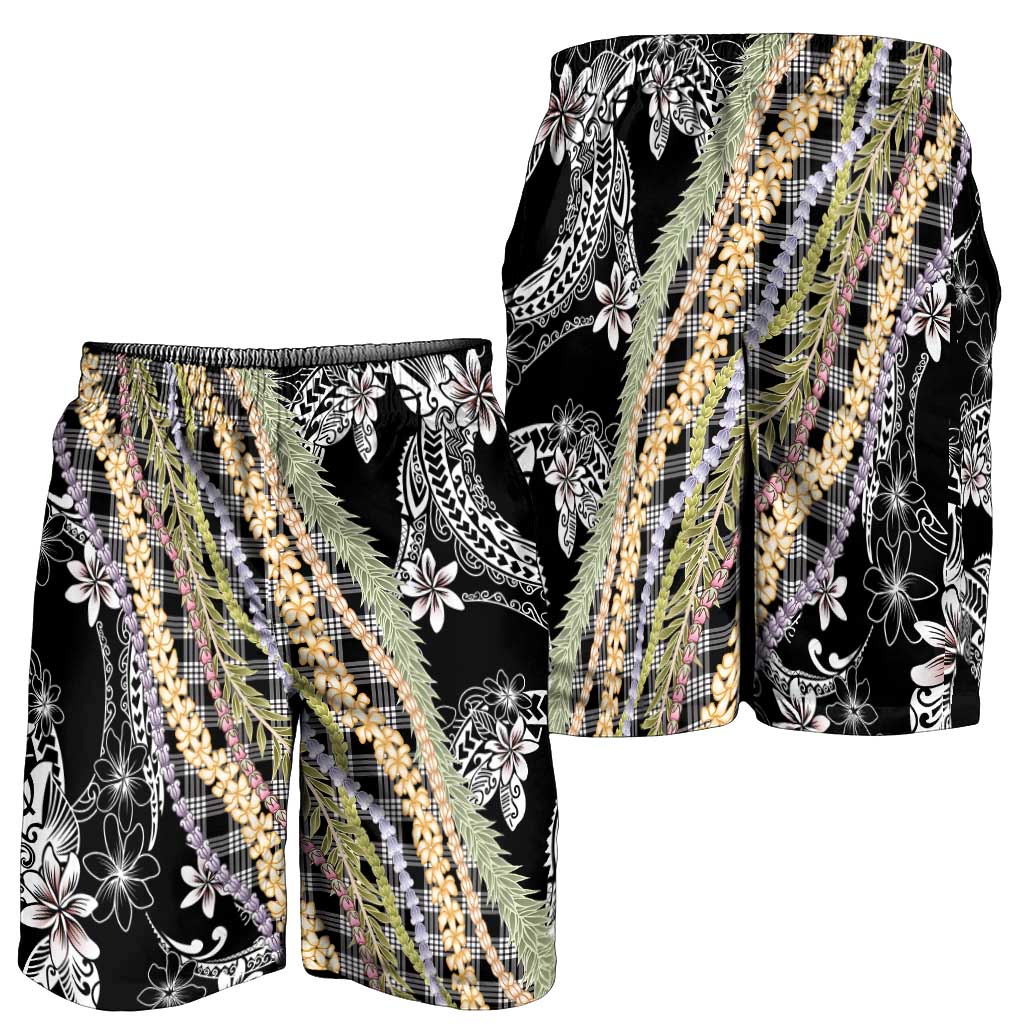 Black Palaka Hawaii Leis Shorts for Men Hawaiian-plaid Elegant Tropical Vibes LT14 - Polynesian Pride