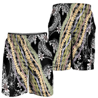Black Palaka Hawaii Leis Shorts for Men Hawaiian-plaid Elegant Tropical Vibes LT14 - Polynesian Pride