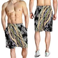 Black Palaka Hawaii Leis Shorts for Men Hawaiian-plaid Elegant Tropical Vibes LT14 - Polynesian Pride