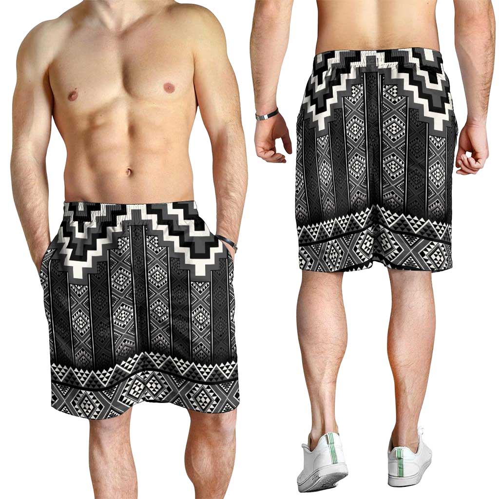 Black Taniko Aotearoa Shorts for Men Niho Taniwha Mix Poutama LT14