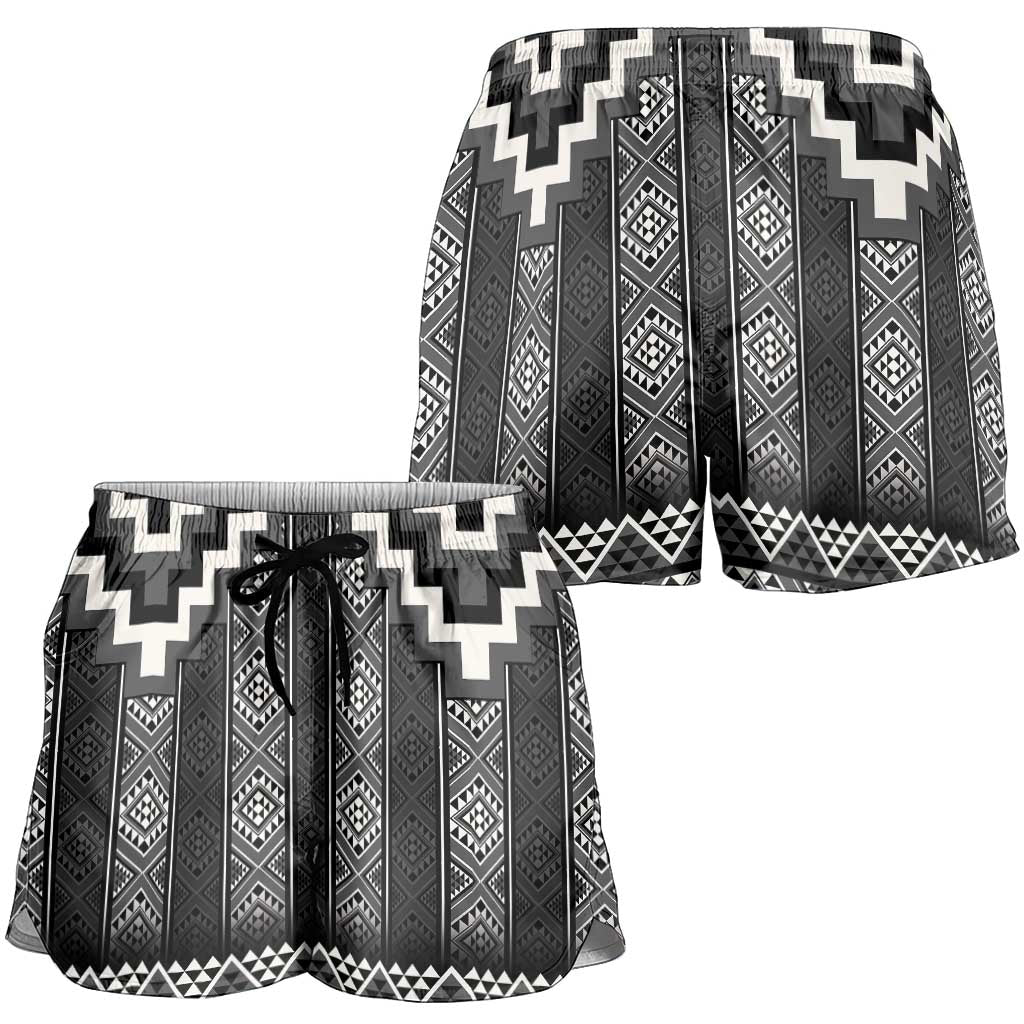Black Taniko Aotearoa Shorts for Women Niho Taniwha Mix Poutama LT14 - Polynesian Pride
