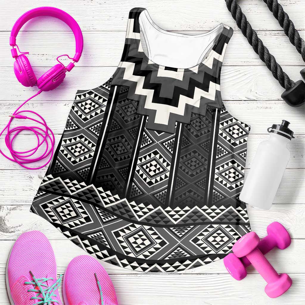 Black Taniko Aotearoa Women Racerback Tank Niho Taniwha Mix Poutama LT14