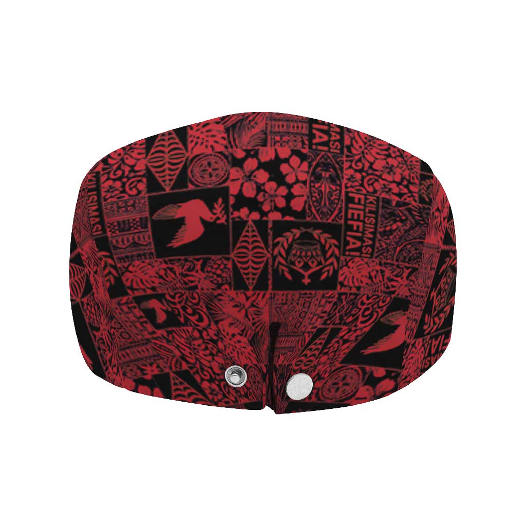 Black Tonga Kilisimasi Fiefia Jeff Hat Pacific Patchwork Xmas Vibes - Polynesian Pride