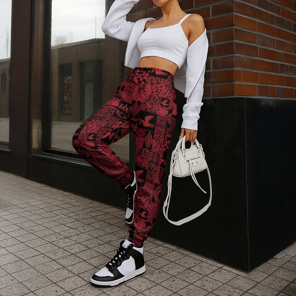 Black Tonga Kilisimasi Fiefia Jogger Pants Pacific Patchwork Xmas Vibes - Polynesian Pride