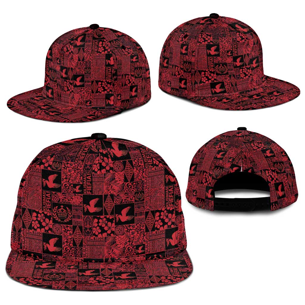 Black Tonga Kilisimasi Fiefia Snapback Cap Pacific Patchwork Xmas Vibes - Polynesian Pride