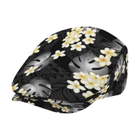 Black Tropical Hawaii Jeff Hat Seamless Monstera Plumeria Hawaiian Pattern - Polynesian Pride