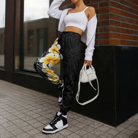 Black Tropical Plumeria With Galaxy Polynesian Art Jogger Pants - Polynesian Pride