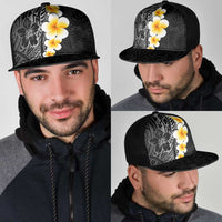 Black Tropical Plumeria With Galaxy Polynesian Art Mesh Trucker Cap - Polynesian Pride