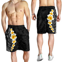 Black Tropical Plumeria With Galaxy Polynesian Art Shorts for Men - Polynesian Pride