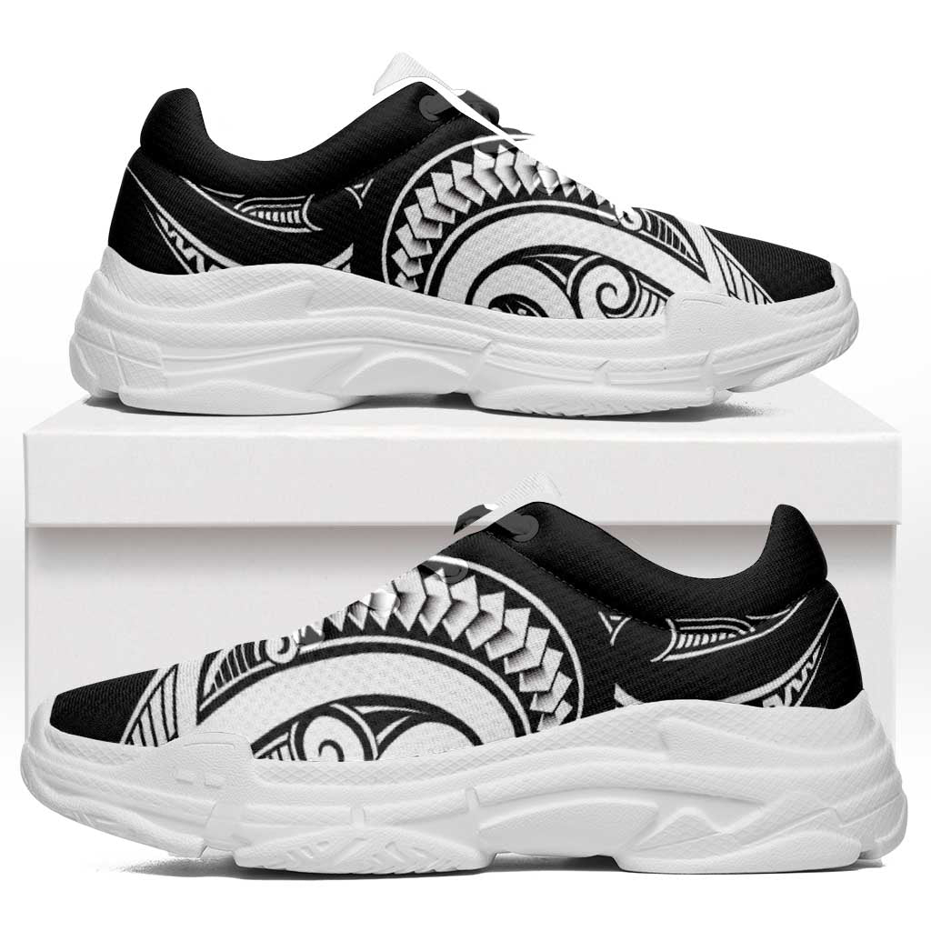 Black White New Zealand Puhoro Ta Moko Chunky Sneakers