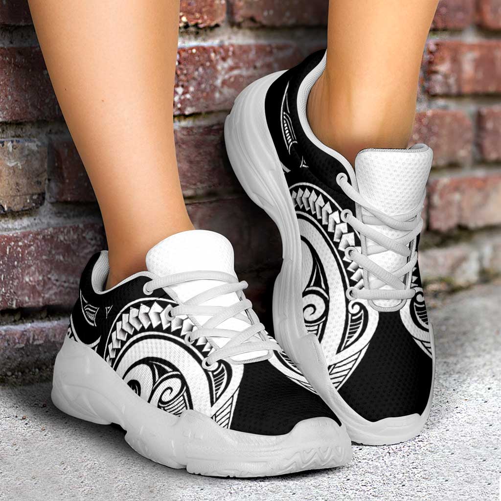 Black White New Zealand Puhoro Ta Moko Chunky Sneakers