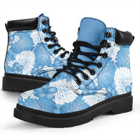 Blue Aloha Hawaii All Season Boots Monstera Hibiscus Plumeria Seamless Vibes - Polynesian Pride