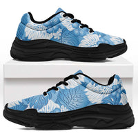 Blue Aloha Hawaii Chunky Sneakers Monstera Hibiscus Plumeria Seamless Vibes - Polynesian Pride