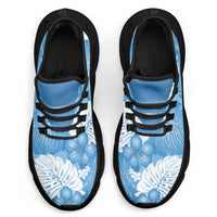 Blue Aloha Hawaii Clunky Sneakers Monstera Hibiscus Plumeria Seamless Vibes - Polynesian Pride