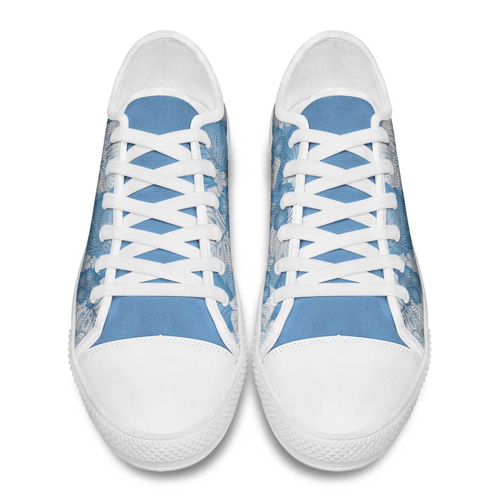 Blue Aloha Hawaii Low Top Shoes Monstera Hibiscus Plumeria Seamless Vibes - Polynesian Pride