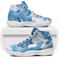 Blue Aloha Hawaii Sneakers J11 Monstera Hibiscus Plumeria Seamless Vibes - Polynesian Pride