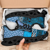 Blue Aotearoa Kowhaiwhai Pattern Clunky Sneakers NZ Maori Quilt Style - Polynesian Pride
