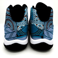 Blue Aotearoa Kowhaiwhai Pattern Sneakers J11 NZ Maori Quilt Style - Polynesian Pride
