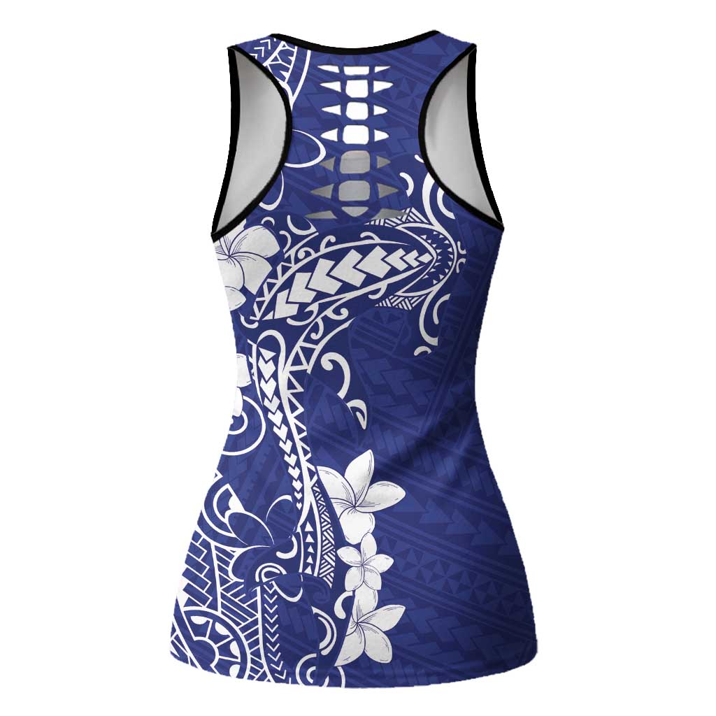 Blue Hawaii Hollow Tank Top Hammerhead Shark Tattoo Curve Polynesian - Polynesian Pride