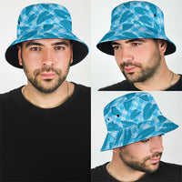 Blue Hawaii Kalo Palaka Motifs Bucket Hat Hawaiian Taro Leaves Elegant Vibes