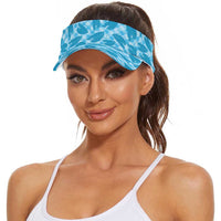 Blue Hawaii Kalo Palaka Motifs Sun Visor Cap Hawaiian Taro Leaves Elegant Vibes