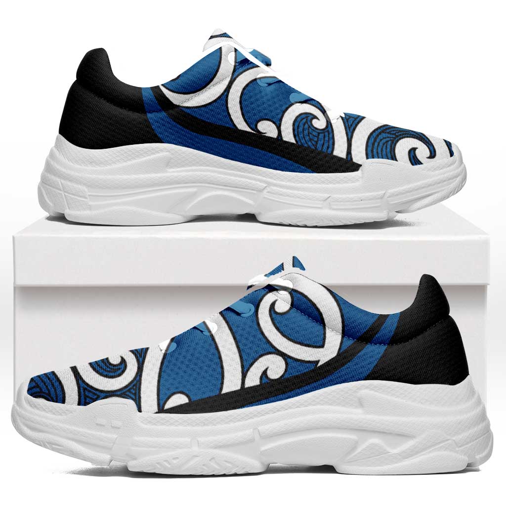 Blue Maori Koru New Zealand Chunky Sneakers