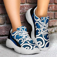 Blue Maori Koru New Zealand Chunky Sneakers