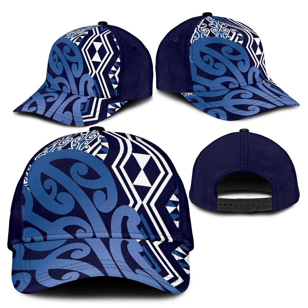 Blue New Zealand Classic Cap Aotearoa Kowhaiwhai Mix Taniko Art LT14