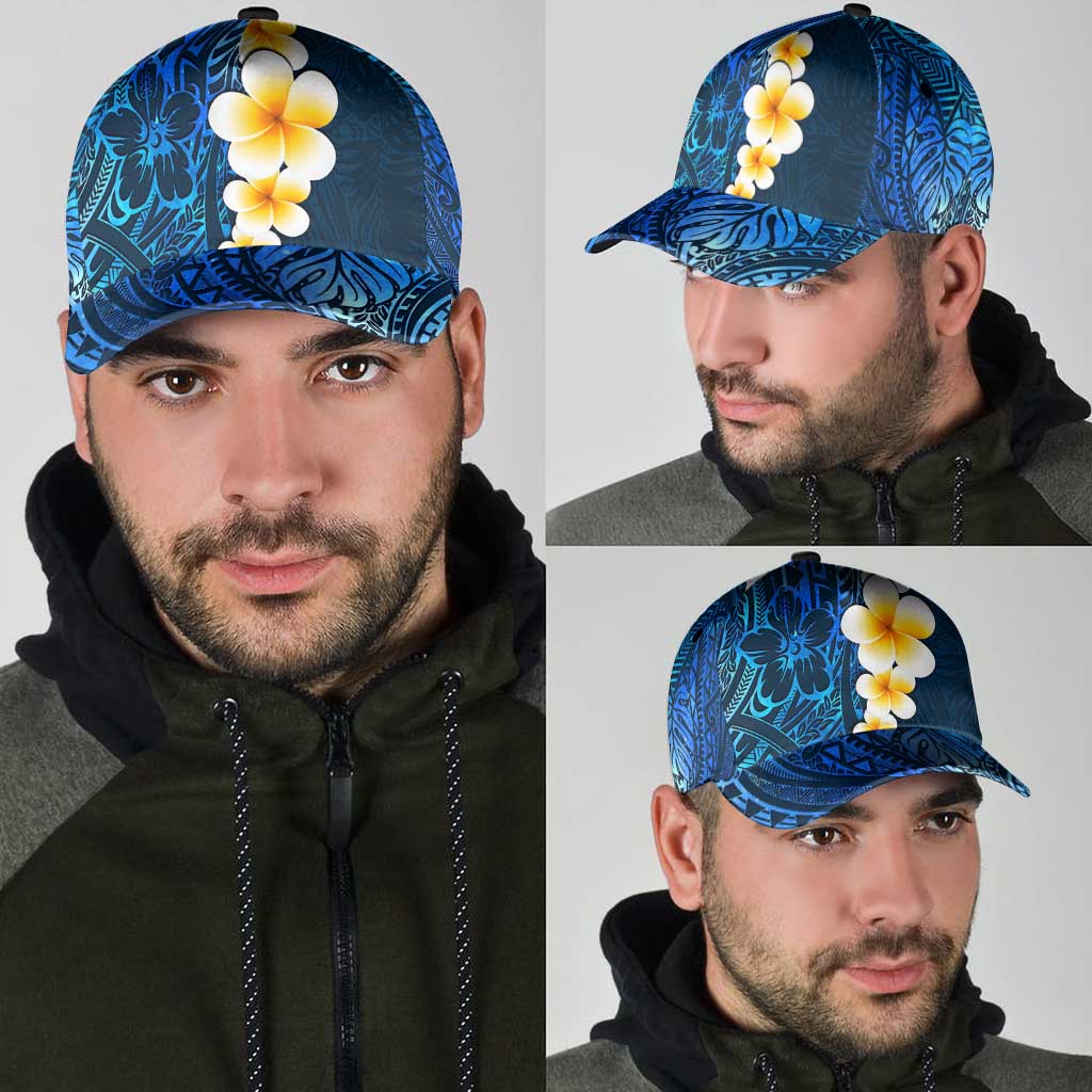 Blue Polynesia Classic Cap Plumeria Tropical Leaves With Galaxy Polynesian Art LT14