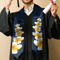 Blue Polynesia Graduation Stole Plumeria Tropical Leaves With Galaxy Polynesian Art