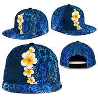 Blue Polynesia Snapback Cap Plumeria Tropical Leaves With Galaxy Polynesian Art - Polynesian Pride