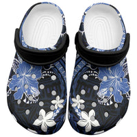 Blue Polynesian Pattern With Tropical Flowers Clogs Shoes - Polynesian Pride