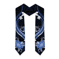 Blue Polynesian Pattern With Tropical Flowers Graduation Stole LT05 - Polynesian Pride